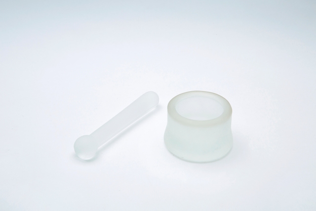ホワイト型乳鉢と乳棒(デッドストック)|すりガラス仕上げの実験器具セット